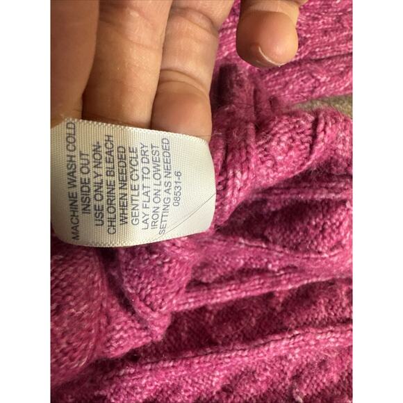 St.John’s Bay cable knit chunky sweater Pink,‎ size Petite Large (PL) - Picture 5 of 8